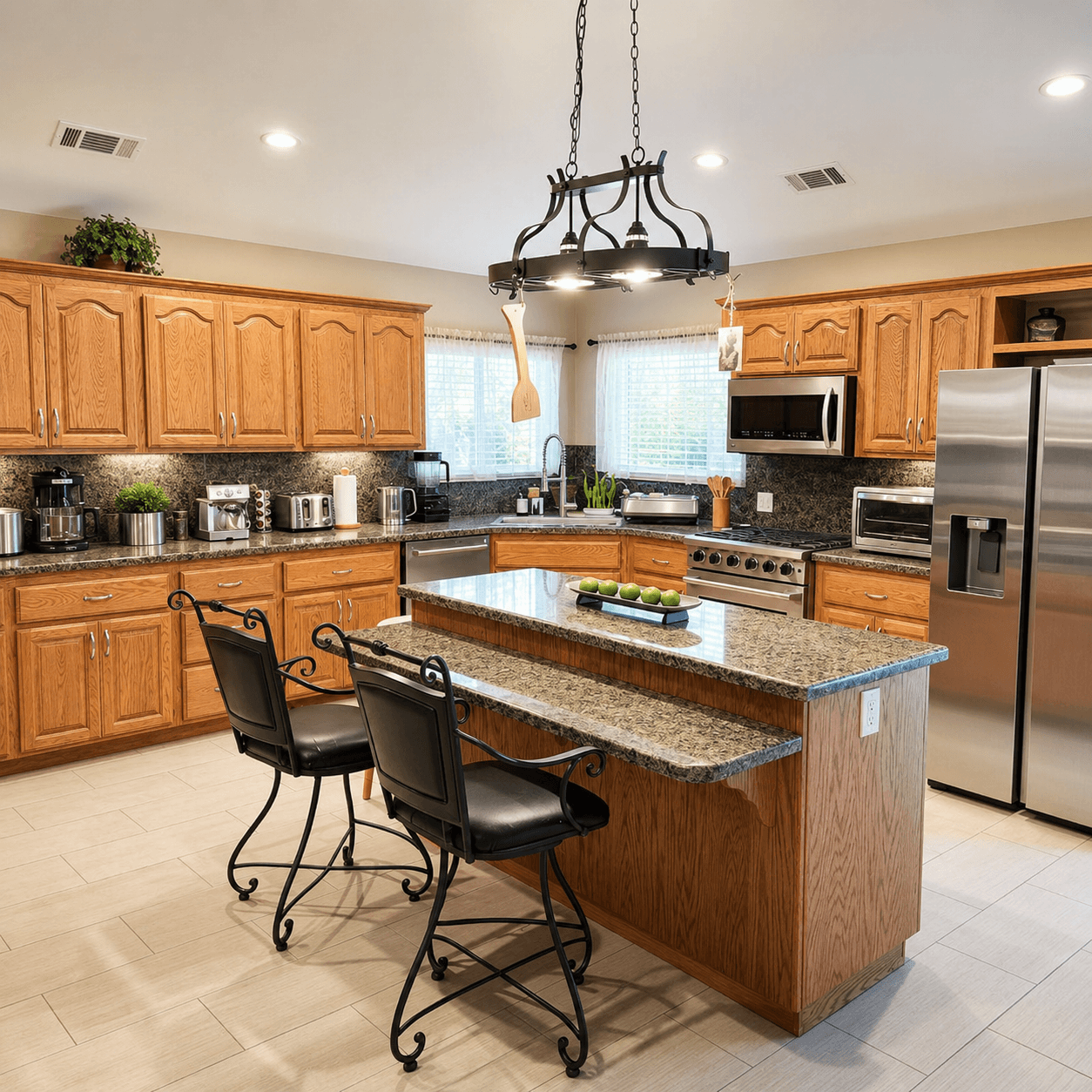 Well-equipped kitchen at The Oaks at Garfield where meals are prepared daily